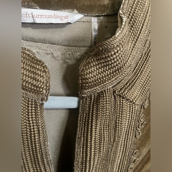 Soft Surroundings Velvet Embroidered Boho Poet Mandarin Kurta Tunic Top Medium - Picture 2 of 2